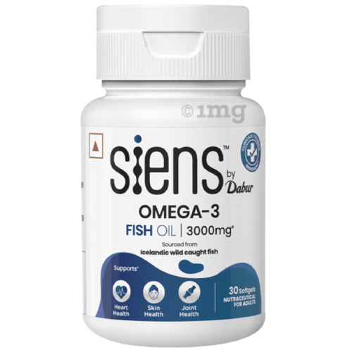 Siens by Dabur Omega3 Fish Oil Capsules-3000mg | Sourced from wild Icelandic Fish